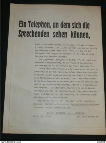 Stoewer - Werke AG in Stettin , ca.1930 , Telephon - , Schreibmaschine , ca. 280x205mm !!