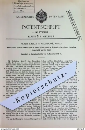 original Patent - Franz Lange , Neundorf , Anhalt | 1905 | Kernstütze | Lasteisen , Eisen , Stahl , Gusseisen Eisenguss