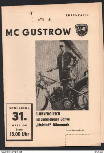 Speedway Güstrow 31.03.1990 Holsted DK , Programmheft , ADMV Rennprogramm