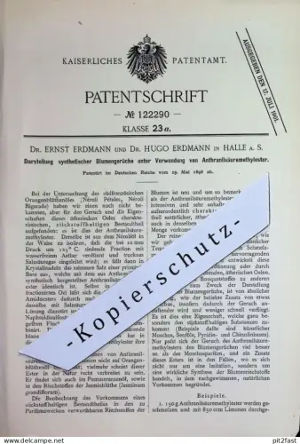 original Patent - Dr. Ernst Erdmann , Dr. Hugo Erdmann , Halle / Saale | 1898 | synthetischer Blumengeruch | Duft
