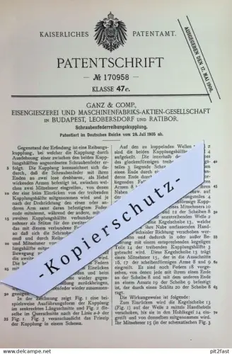 original Patent - Ganz & Comp. Eisengießerei & Maschinenfabriks AG Budapest Leobersdorf Ratibor Ungarn | 1905 | Kupplung