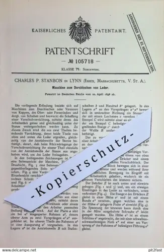 original Patent - Charles P. Stanbon , Lynn , Essex Massachusetts USA | 1898 | Durchlochen von Leder | Schuhe Schuhwerk