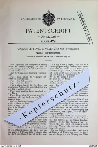 original Patent - Carlos Lefebvre , Valenciennes Frankreich | 1899 | Wechselgetriebe , Wendegetriebe | Getriebe | Motor