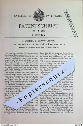 original Patent - H. Büssing , Braunschweig | 1902 | Treibscheibe mit veränderlichem Durchmesser