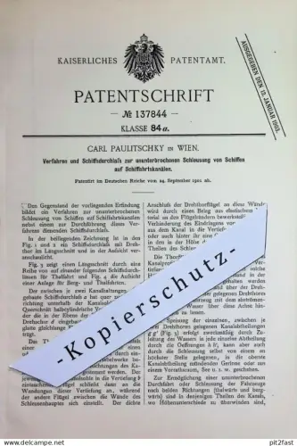 original Patent - Carl Paulitschky , Wien , Österreich | 1901 | Schiffsdurchlass , Schleuse , Schleusung | Schiff , Boot