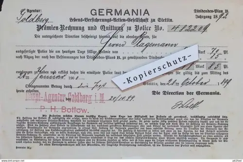 Germania - Agentur P.H. Bollow i Goldberg i. Mecklenburg , 1893 , Police  !!