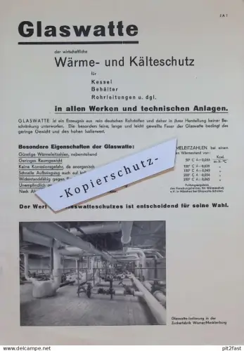 Zuckerfabrik Wismar i. Mecklenburg , ca. 1940 , Reklame-Blatt , Glaswatte , Isolierung , Glasfaser - Gesellschaft !!