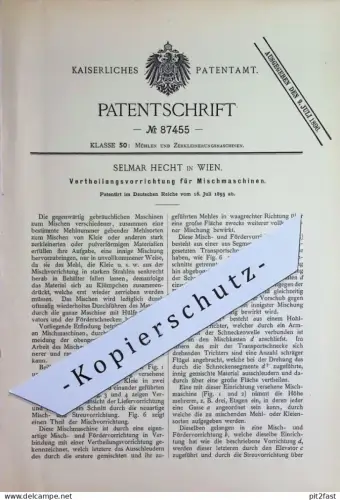 original Patent - Selmar Hecht , Wien , Österreich | 1895 | Verteilung bei Mischmaschinen | Mühle Mühlen , Mehl | Müller