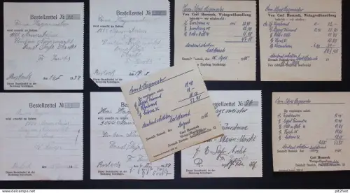 9x Belege Rostock i. Mecklenburg , 1939-68 , Carl Haensch , Weinhandel , Wein !!