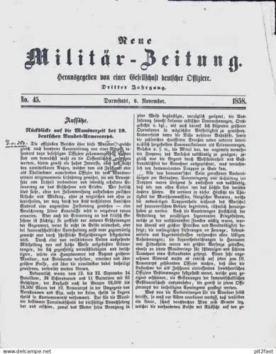 Militär-Zeitung , 1858 , Darmstadt , Manöver , Gesellschaft deutscher Offiziere !!