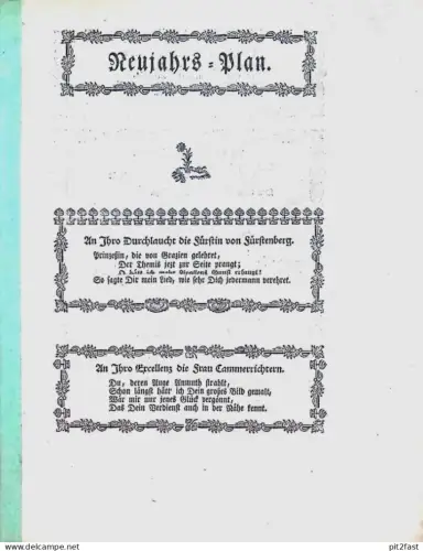 Fürstin von Fürstenberg , um 1820 , Gräfin von Schwerin , Frau von Nettelbladt , Neujahrs-Plan für Adel in Mecklenburg !