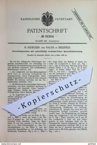 original Patent - H. Redecker und Nauss , Bielefeld | 1886 | Zerreissmaschine | Lineal , Zeichnen , Bauzeichner
