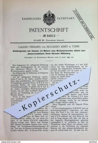 original Patent - Galileo Ferraris , Riccardo Arnó , Turin , Italien | 1895 | Schaltung zum Anlassen von Motoren | Motor