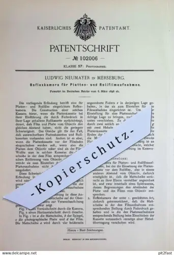 original Patent -  Ludwig Neumayer , Merseburg | 1898 | Reflexkamera für Platten- & Rollfilmaufnahme | Kamera , Fotograf
