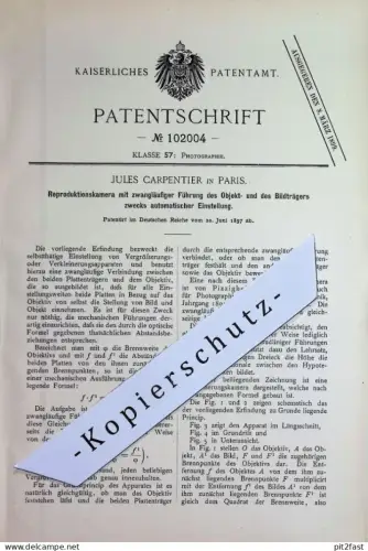 original Patent - Jules Carpentier , Paris , Frankreich | 1897 | Reproduktionskamera | Kamera , Photography , Fotografie