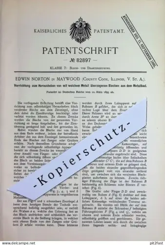 original Patent - Edwin Norton , Maywood , County Cook , Illinois , USA | 1895 | Weichmetall , Blech | Metall , Zinn !!
