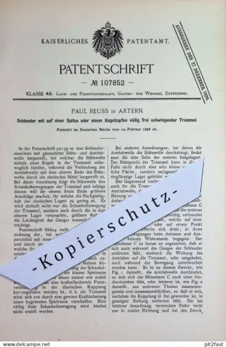 original Patent - Paul Reuss , Artern | 1898 | Schleuder mit schwingender Trommel | Schleudertrommel | Landwirtschaft