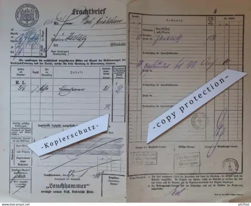 Frachtbrief - Paul Knäbchen in Zöblitz b. Marienberg , 1898 , Eisenbahn , Gräfl. Eisiedelsche Werke Lauchhammer !!