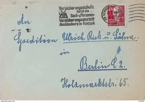 Stefanie Tropper in Schwerin i. Mecklenburg , 1949 , Spedition Rick & Söhne in Berlin , alter Umschlag !