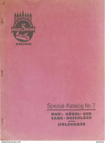 Spezial-Katalog , August Speiser in Rostock i. Mecklenburg , 1927 , Beschläge , Griffe und Schlösser , Fensterbau !!