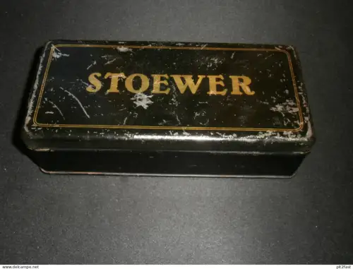 Stoewer - Stettin i. Pommern , alte Blechdose , für Oldtimer Bordwerkzeug ? , Reklame / Werbung !!  ca. 170x80x45 mm
