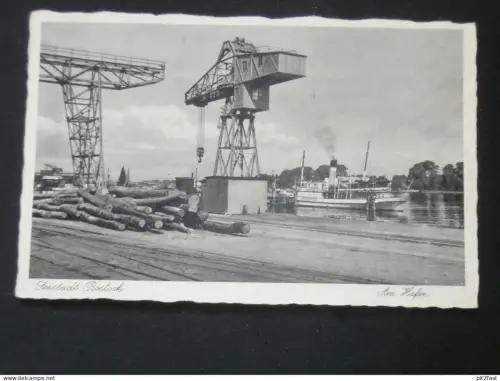 Rostock i. Mecklenburg , 1942 , Krananlagen am Hafen , Ansichtskarte , AK , CPA !!