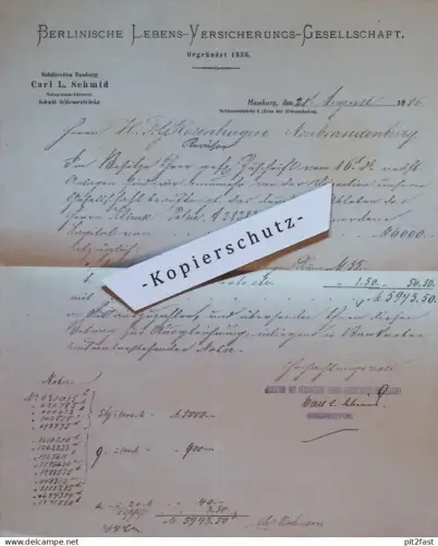 H. Rosenhagen in Neubrandenburg , 1896 , altes Dokument , Versicherung , Mecklenburg  !!