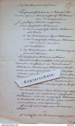 Gützkow i. Mecklenburg , 1865 , altes Dokument , C. Wüstenberg m, S. Hillmann , Greifswald , Wuthenow !!
