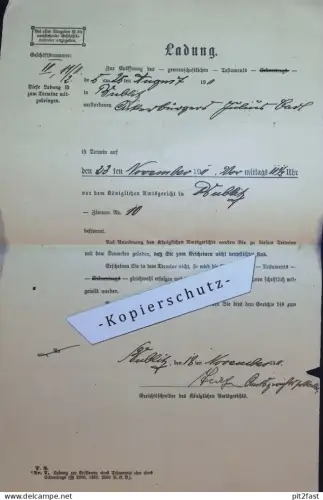Königliches Amtsgericht , Bublitz / Bobolice  in Pommern , 1911 , Stralsund , Julius Carl , Köslin !!