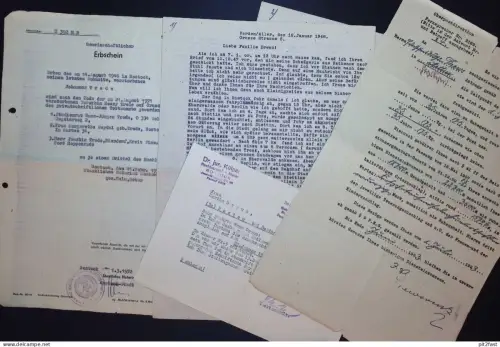 Konvolut - Drews in Pastow b. Rostock , J. Trede ,mit Bericht Flucht vom 24.05.1945 aus Rostock , Stettin , Verden Aller