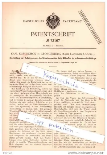 Original Patent  - Karl Kubuschok in Georgenberg / Miasteczko Slaskie , Ober-Schlesien , 1892 , Bergbau , Tarnowitz !!!