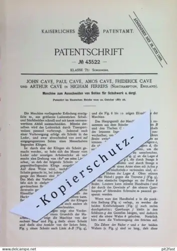 original Patent - John + Paul + Amos + Frederick + Arthur Cave , Higham Ferrers , Northampton , England | Schuhsohlen