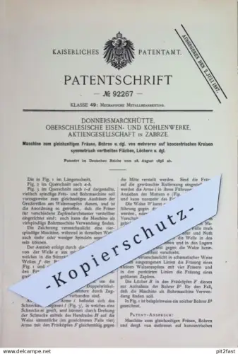 original Patent - Donnersmarckhütte Oberschlesische Eisen & Kohlenwerke AG Zabrze | 1896 | Fräse , Bohrmaschine | Bohren