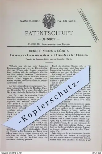 original Patent - Heinrich Anders , Görlitz | 1885 | Dreschmaschinen | Dreschen , Drescher | Landwirtschaft , Getreide