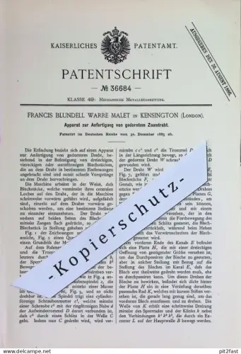 original Patent - Francis Blundell Warre Malet , Kensington , London England | 1885 | gedornter Zaundraht | Stacheldraht