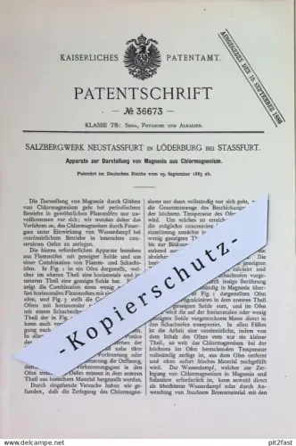 original Patent - Salzbergwerk Neustassfurt , Löderburg / Stassfurt | 1885 | Darstellung von Magnesia aus Chlormagnesium