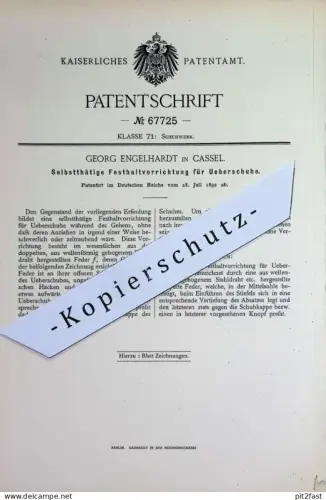 original Patent - Georg Engelhardt , Cassel / Kassel | 1892 | Festhalten der Überschuhe | Schuhwerk , Schuhe , Schuster