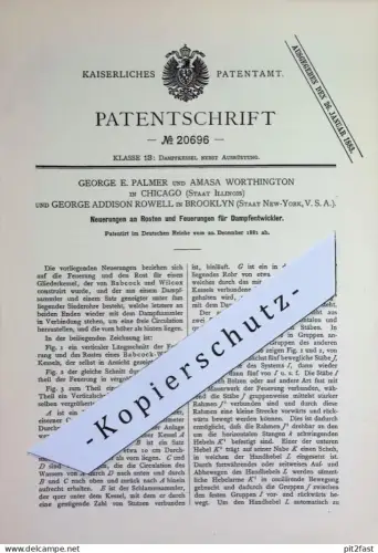 original Patent - George E. Palmer , Amasa Worthington , Chicago | George Addison Rowell New York USA | Dampfentwickler