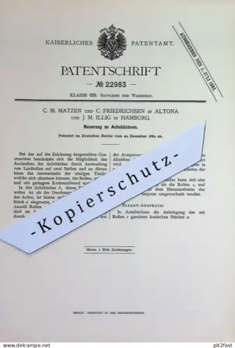 original Patent - C. M. Matzen , C. Friedrichsen , Hamburg / Altona | J. M. Illig | 1882 | Achsbüchsen | Wagen - Achsen