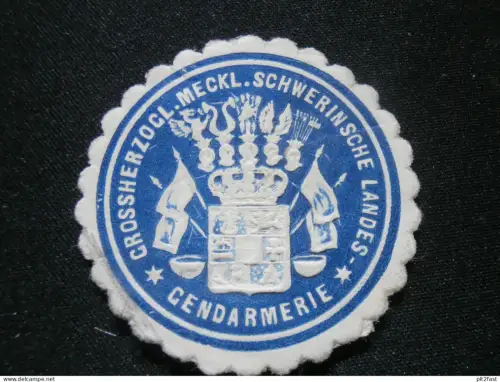 Gendarmerie Mecklenburg Schwerin , alte Siegelmarke , Vignette !
