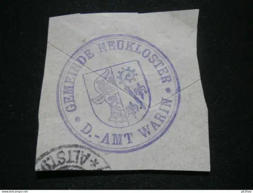 Gemeinde Neukloster - Amt Warin i. Mecklenburg , D-Amt , alter Stempel , Vignette !