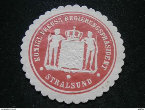 Regierungspräsident Stralsund i. Mecklenburg , alte Siegelmarke , Vignette !