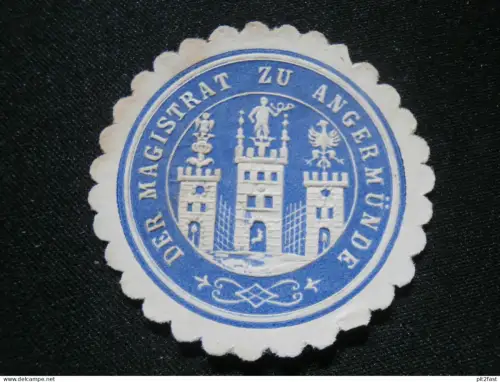 Magistrat zu Angermünde i. Brandenburg , alte Siegelmarke , Vignette !