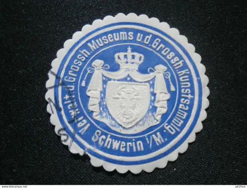 Museum und Kunstsammlung Schwerin i. Mecklenburg , alte Siegelmarke , Vignette !