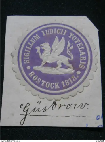 Sigillum Tutelaris - Rostock 1813 - Mecklenburg , alte Siegelmarke , Vignette !!
