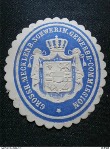 Gewerbe Commission Schwerin i. Mecklenburg , alte Siegelmarke , Vignette !!