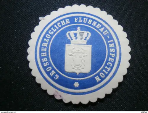 Flussbau - Inspection i. Mecklenburg , alte Siegelmarke , Vignette !!