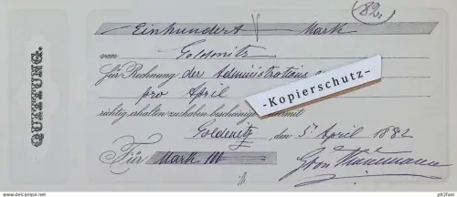 Goldenitz b. Warlitz i. Mecklenburg , 1882 , alte Quittung !!