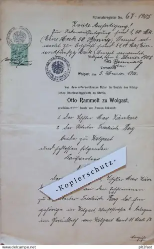 Otto Rammelt zu Wolgast i. Mecklenburg , 1905 , Vertrag F. Berg und M. Zänkert !