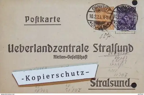 Ueberlandzentrale Stralsund AG i. Mecklenburg , 1923 , Capelle !!